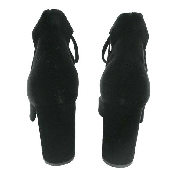 Saint Laurent Loulou Black Velvet YSL Lace-Up Block Heels Size 37 - Picture 4 of 12